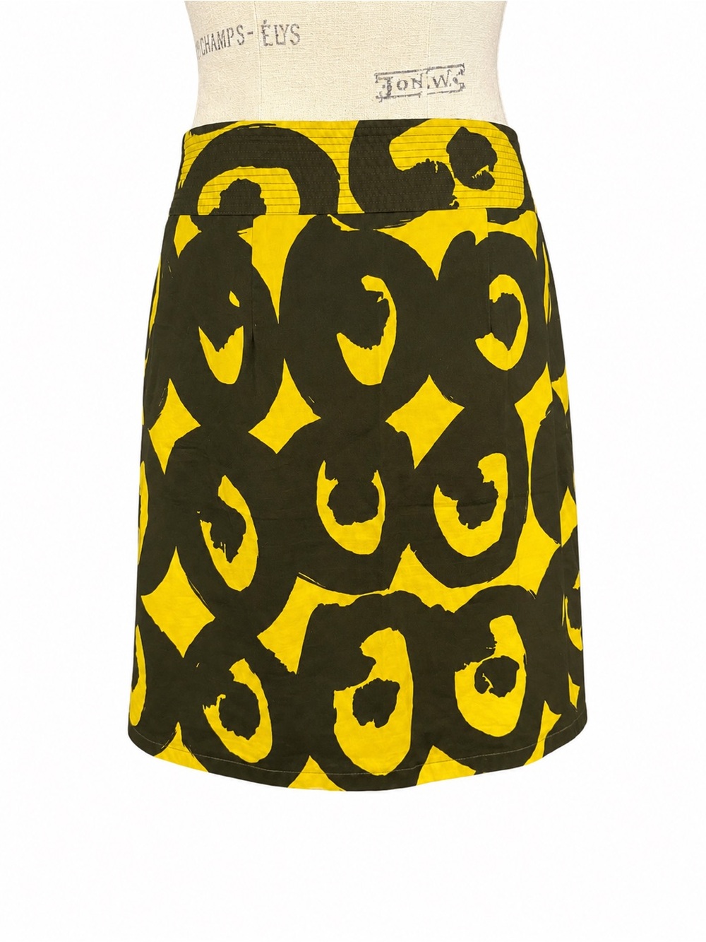 Marimekko for Anthropologie Size 8 Lime Green & Olive Button Front Pocket Skirt - Picture 2 of 7